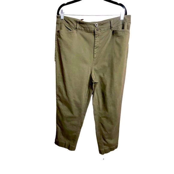 Loft Curvy High Rise Straight Leg Pants in Olive Green - Picture 4 of 10